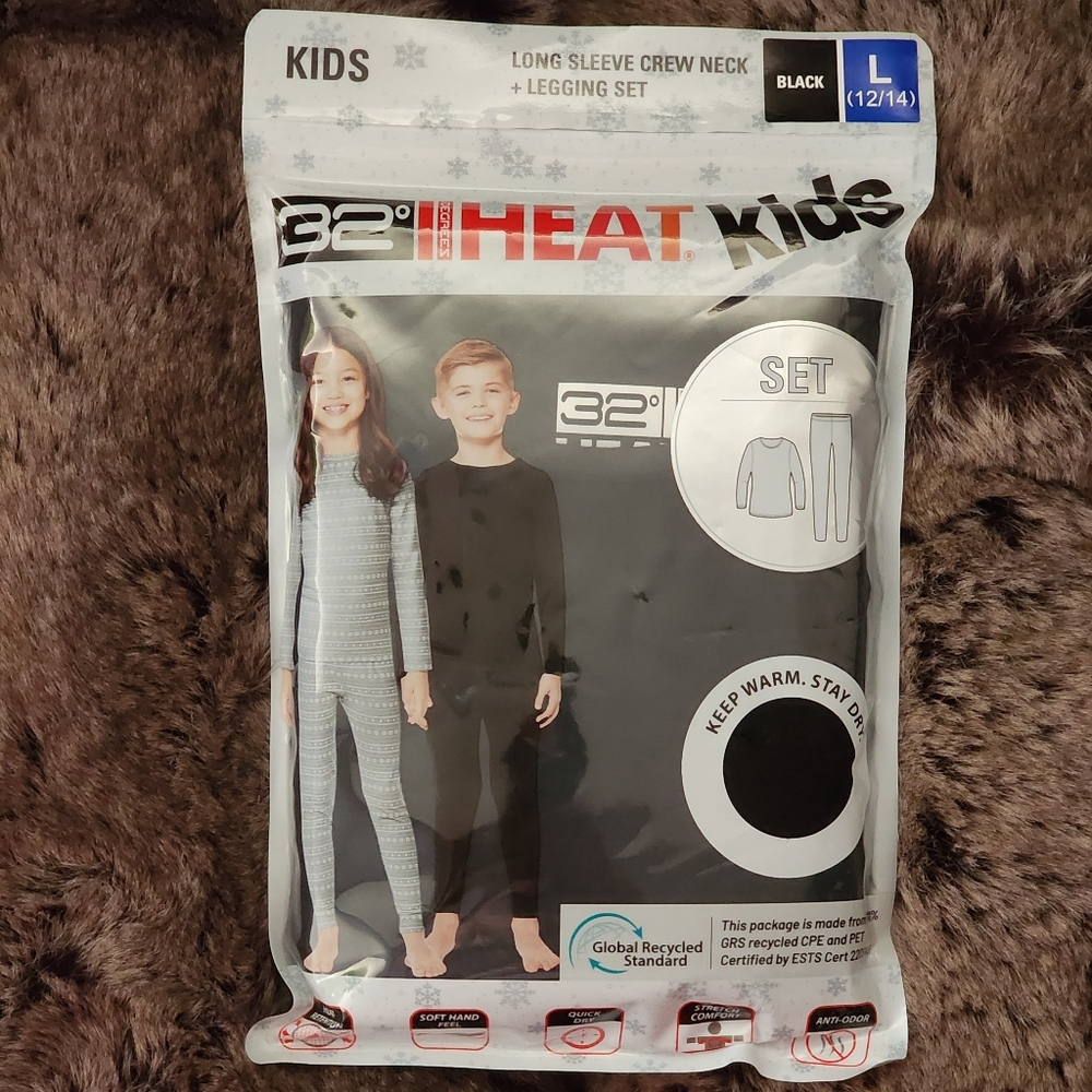 New! One Set  32 Degrees KIDS Long Sleeve Crew Neck + Legging Set
